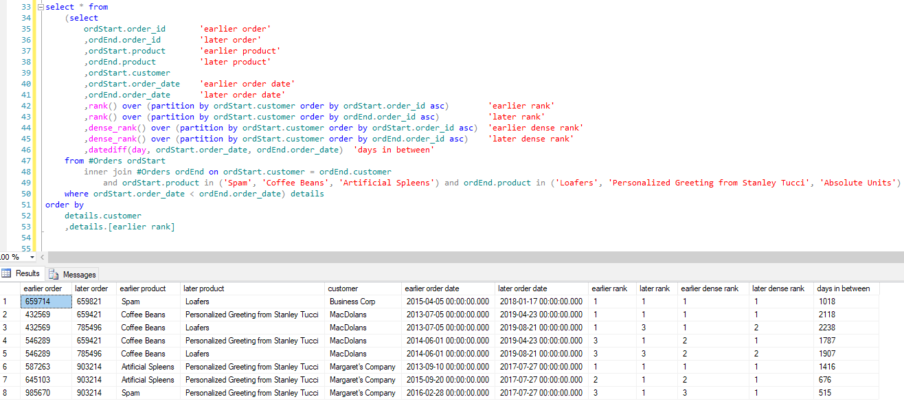 filtered query with ranks